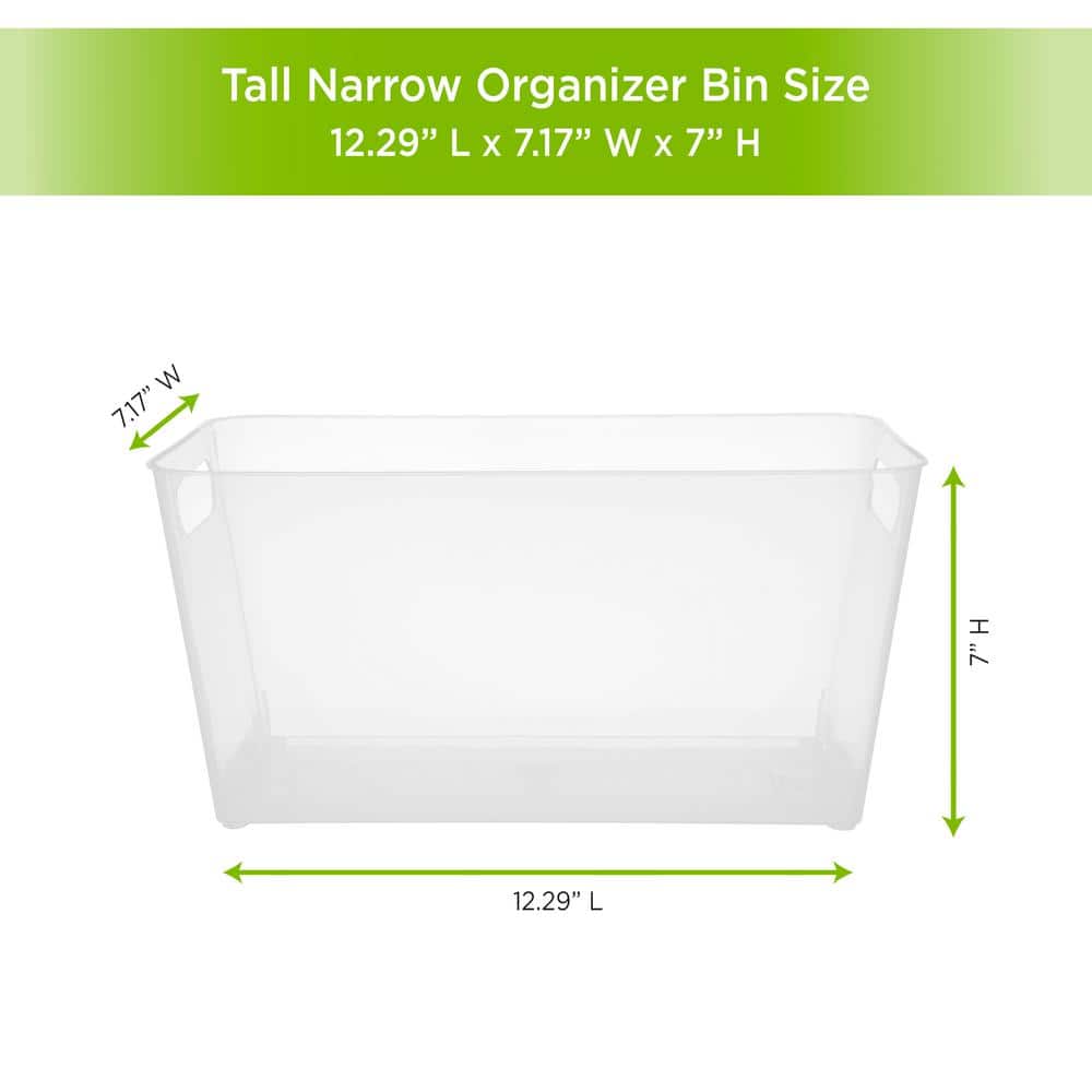 Storage Made Simple Freestanding Tall Organizer Bin with Handles in Clear (Set of 2)