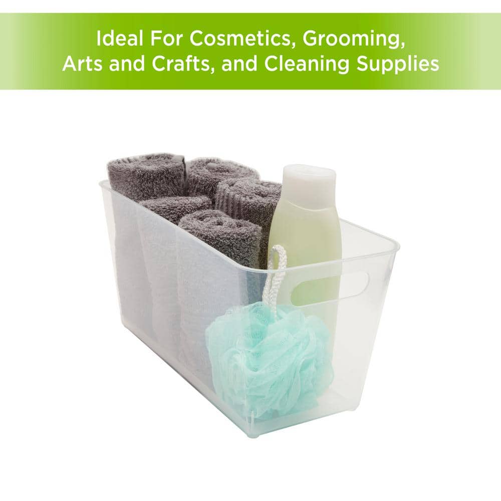 Storage Made Simple Freestanding Tall Organizer Bin with Handles in Clear (Set of 2)