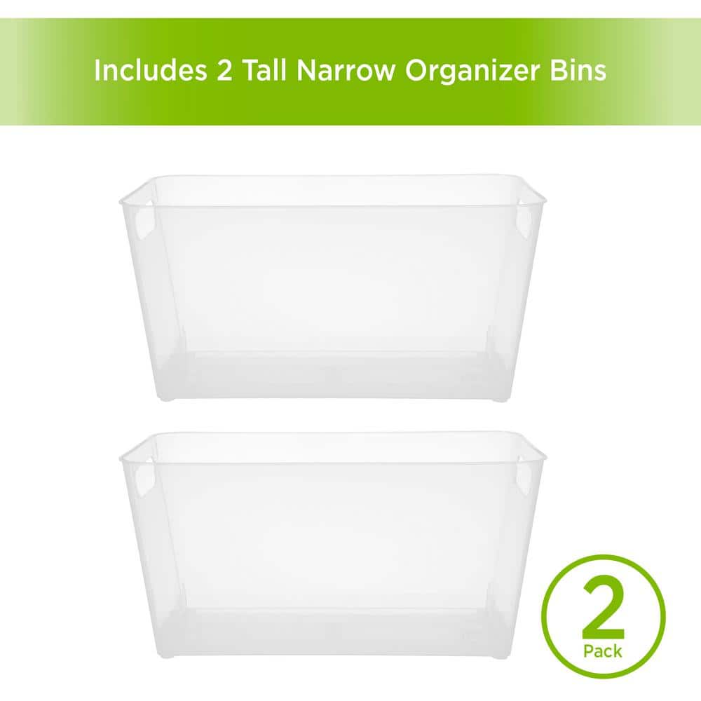Storage Made Simple Freestanding Tall Organizer Bin with Handles in Clear (Set of 2)