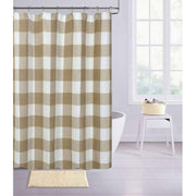 Imperial Checkered 70 in. x 72 in. Shower Curtain in Coffee