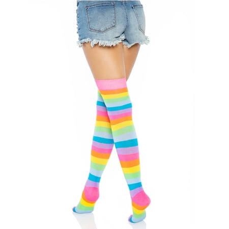 Leg Avenue Acrylic Neon Rainbow Thigh Highs 6600