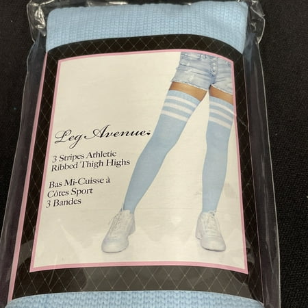 Leg Avenue Women's Athlete Thigh Hi W/ 3 Stripe Top O/S LT BLUE