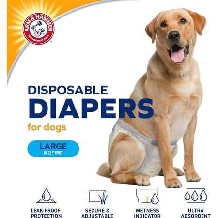Arm & Hammer Female Dog Diapers, Size Large, 12 Count | Ultra-Absorbent with Leak-Proof Protection - Open Box