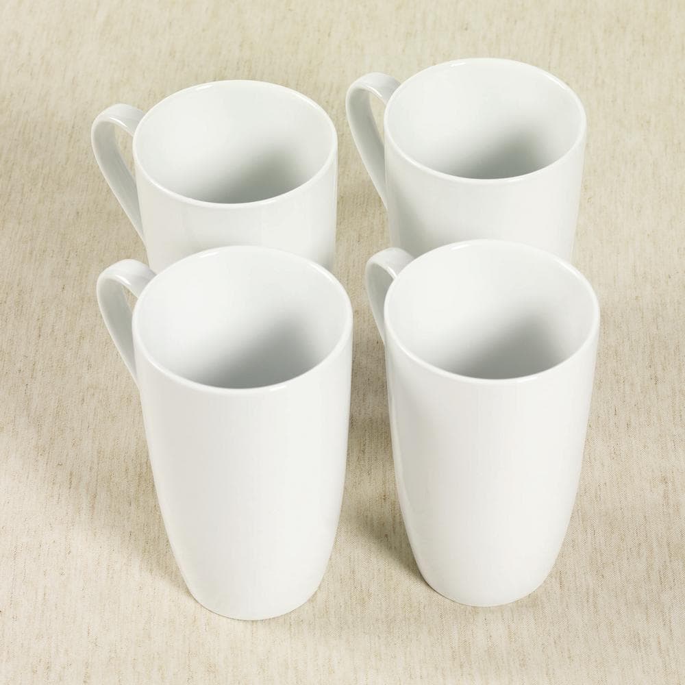 20 fl. oz. White Stoneware Latte Mug (Set of 4)
