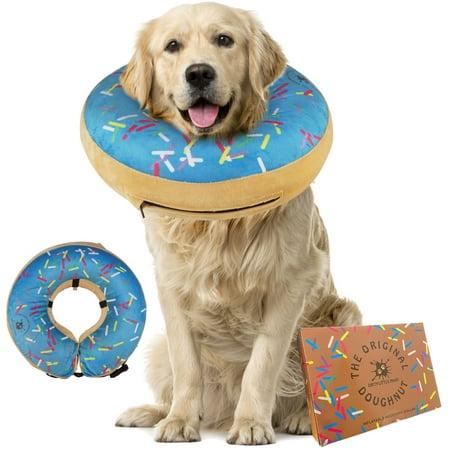 Dog Donut Collar | Great Alternative to a Traditional Dog Cone or a Soft Dog Cone Collar | Our Inflatable Dog Cone is an Excellent Cone for Dogs after Surgery | Dog Cones for Large Dogs (Blue) - Open Box