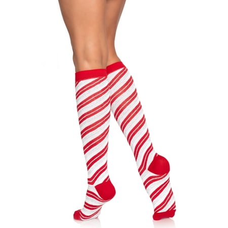Leg Avenue Women's Shimmery Candy Cane Knee Socks