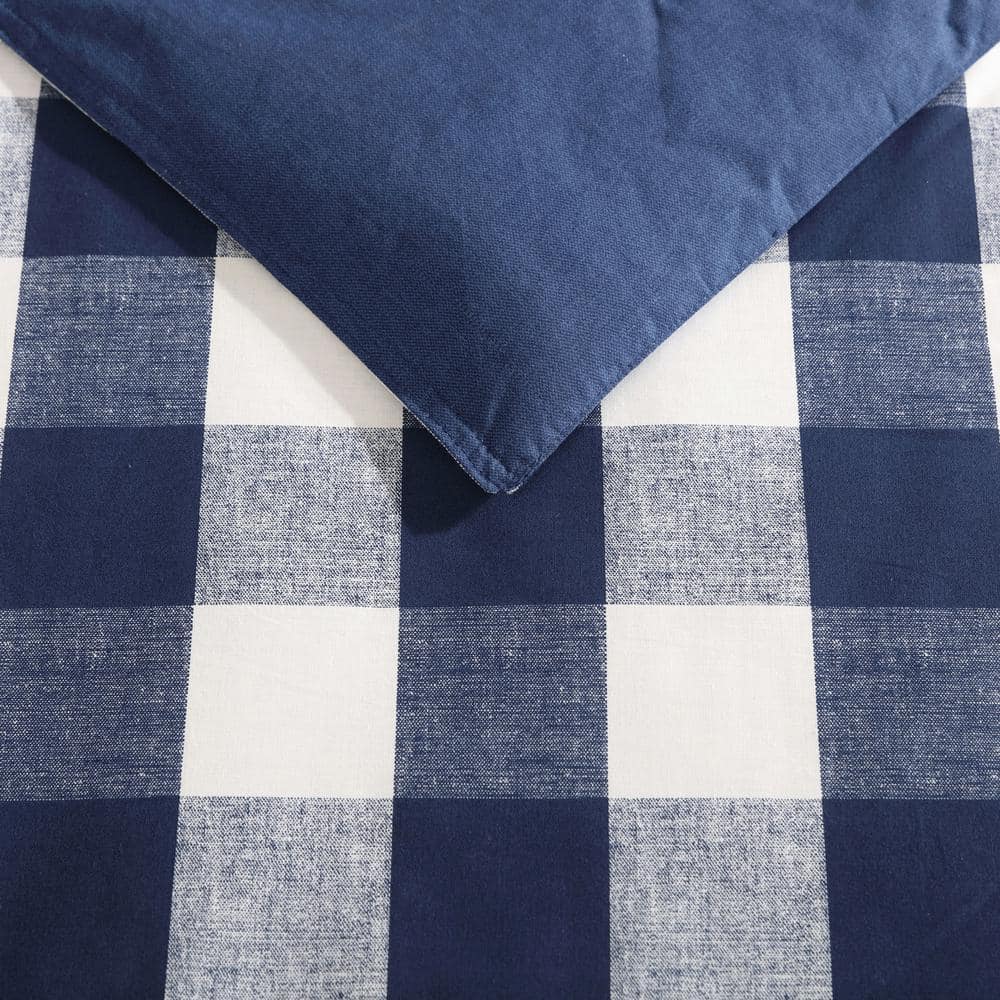 Lakehouse Plaid 2-Piece Blue Cotton Twin Duvet Cover Set