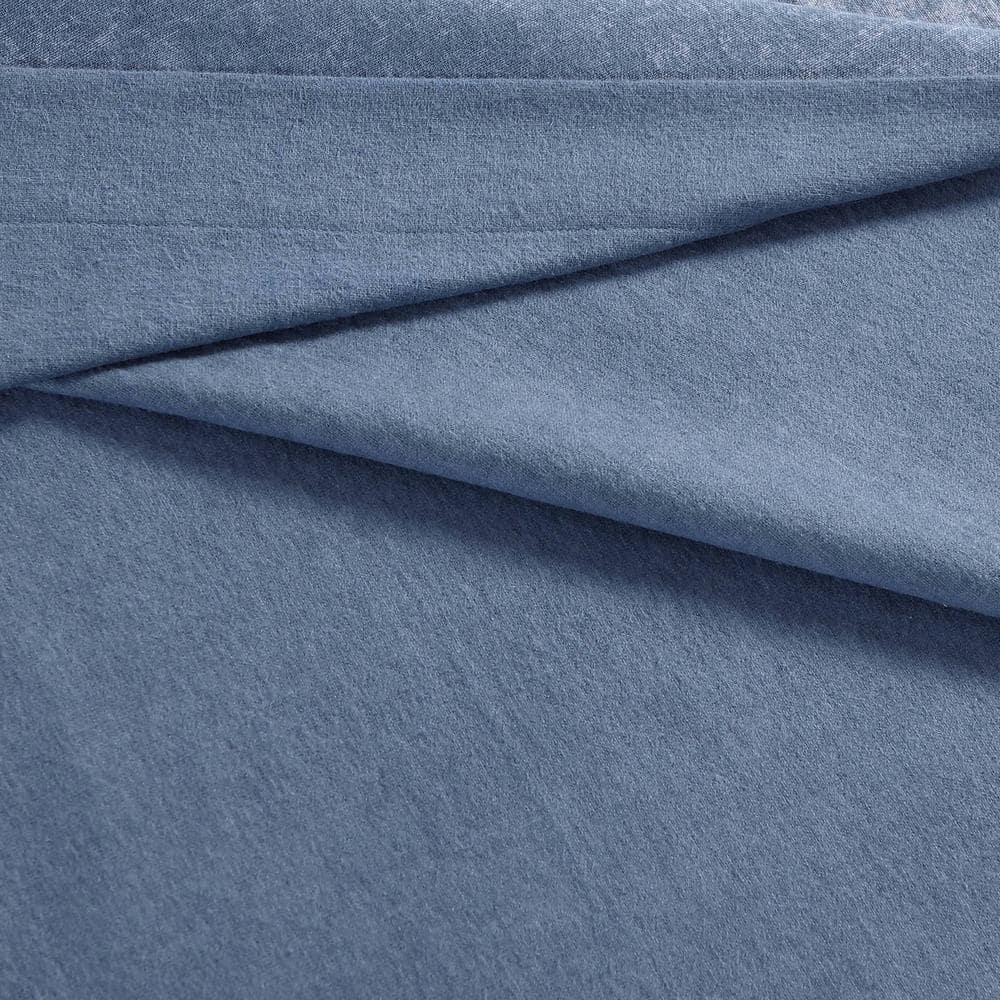 Solid 3-Piece Blue Cotton Flannel Twin Sheet Set