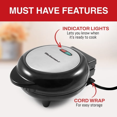 Elite Gourmet Dual Omelet & Fritattas Maker, Black and Stainless Steel