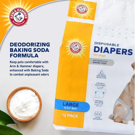 Arm & Hammer Female Dog Diapers, Size Large, 12 Count | Ultra-Absorbent with Leak-Proof Protection - Open Box