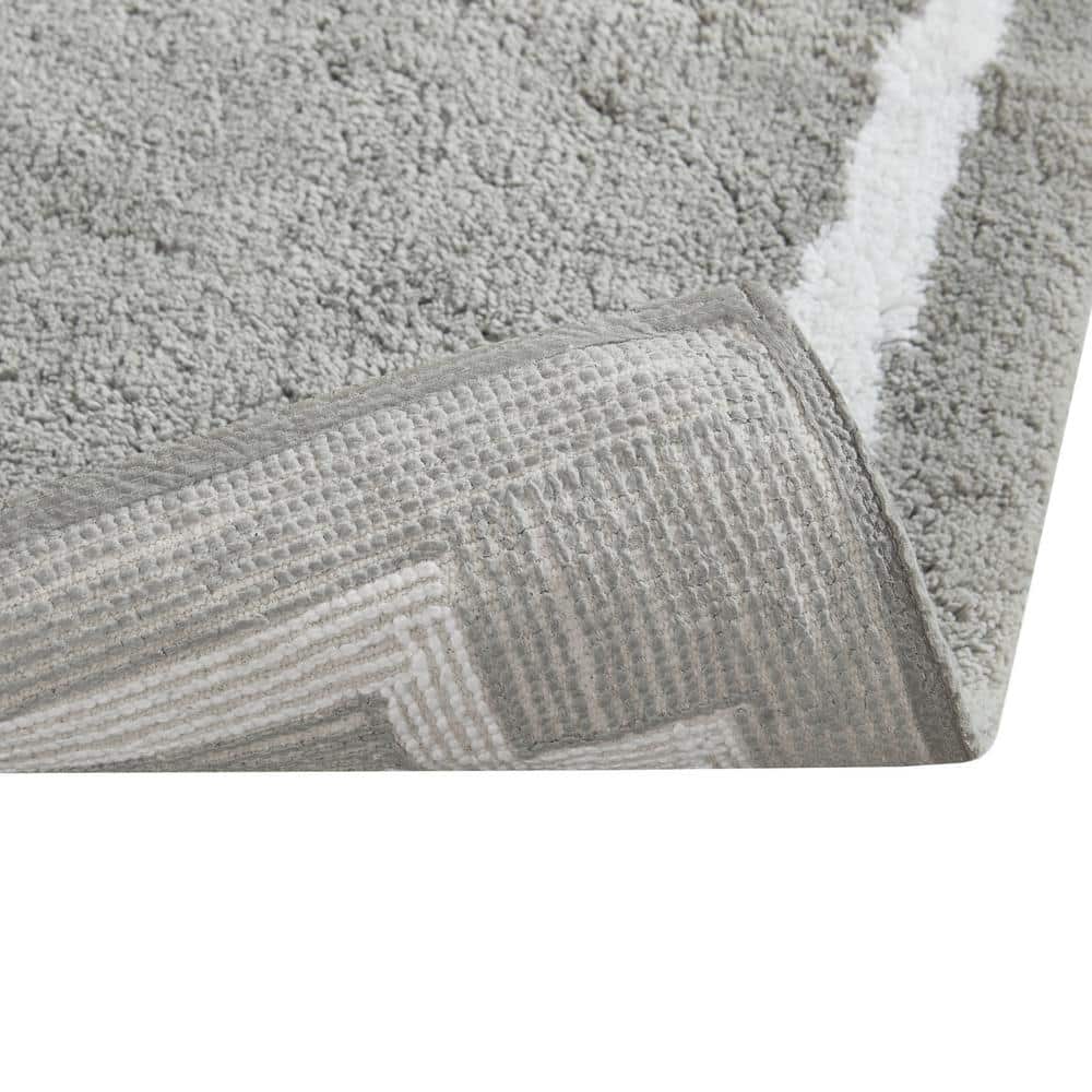 Ethan 24 in. x 40 in. Grey Tufted Cotton Rectangle Bath Rug
