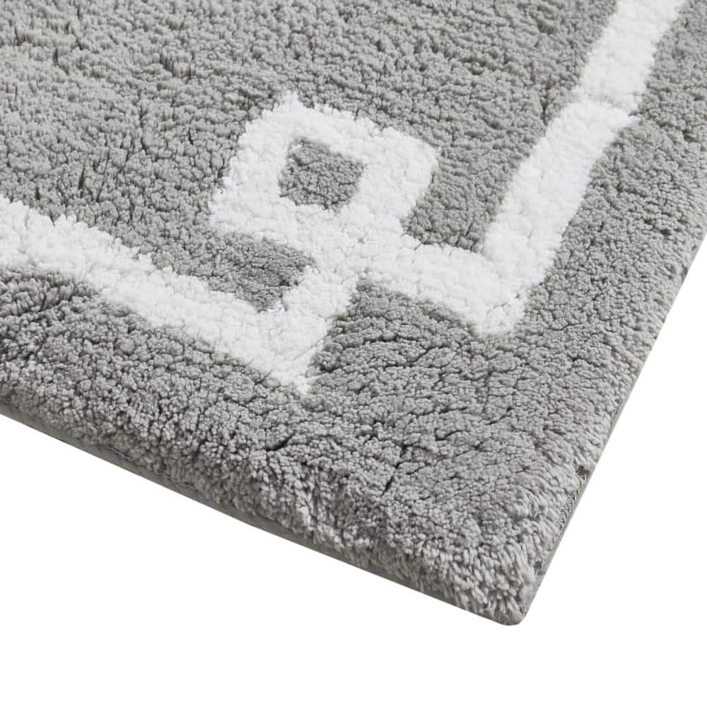 Ethan 24 in. x 40 in. Grey Tufted Cotton Rectangle Bath Rug