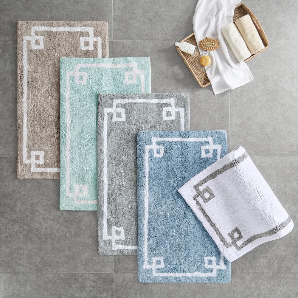 Ethan 24 in. x 40 in. Grey Tufted Cotton Rectangle Bath Rug