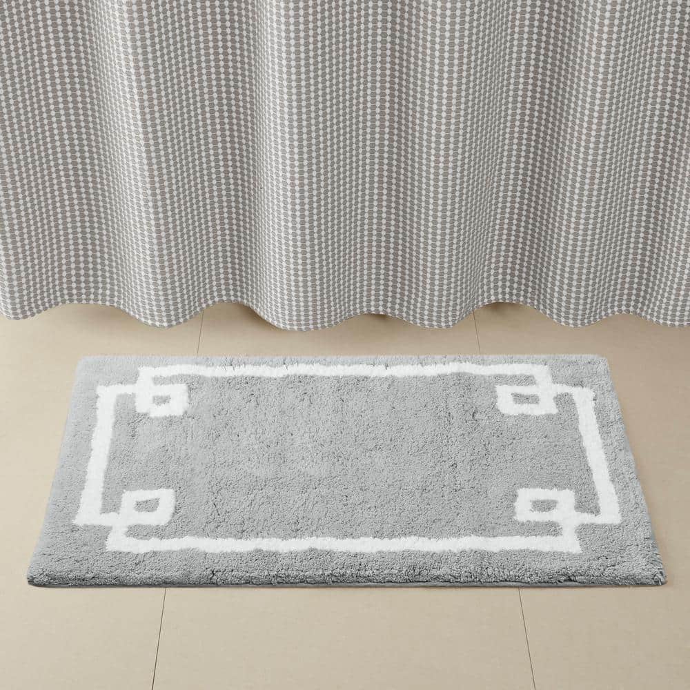 Ethan 24 in. x 40 in. Grey Tufted Cotton Rectangle Bath Rug