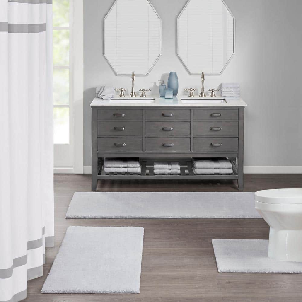 Marshmallow Grey 20 in. x 30 in. Bath Rug