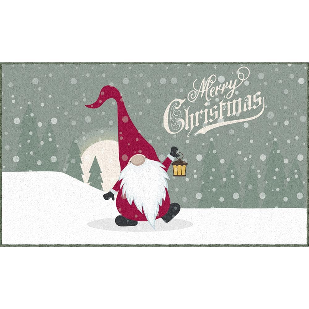 Merry Gnome Grey 2 ft. x 3 ft. 4 in. Machine Washable Holiday Area Rug