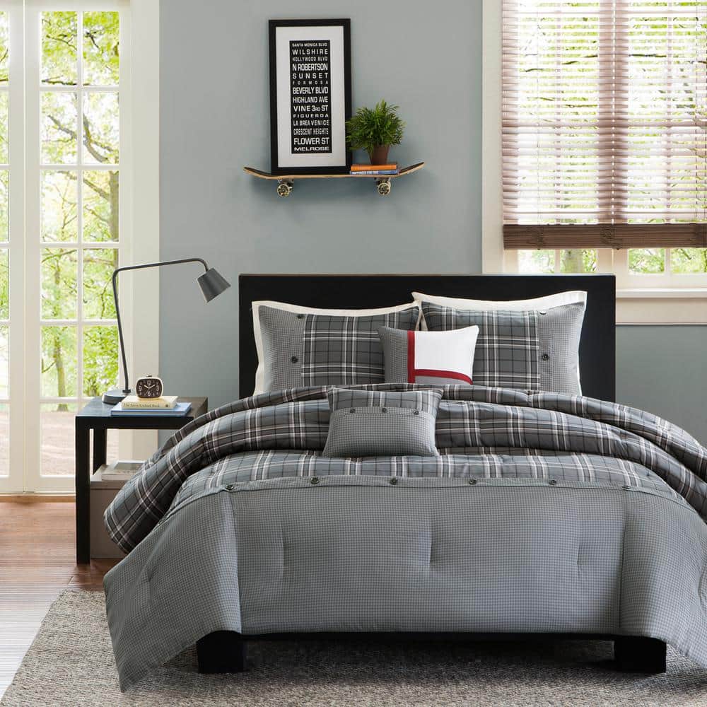 Campbell 5-Piece Grey Full/Queen Comforter Set
