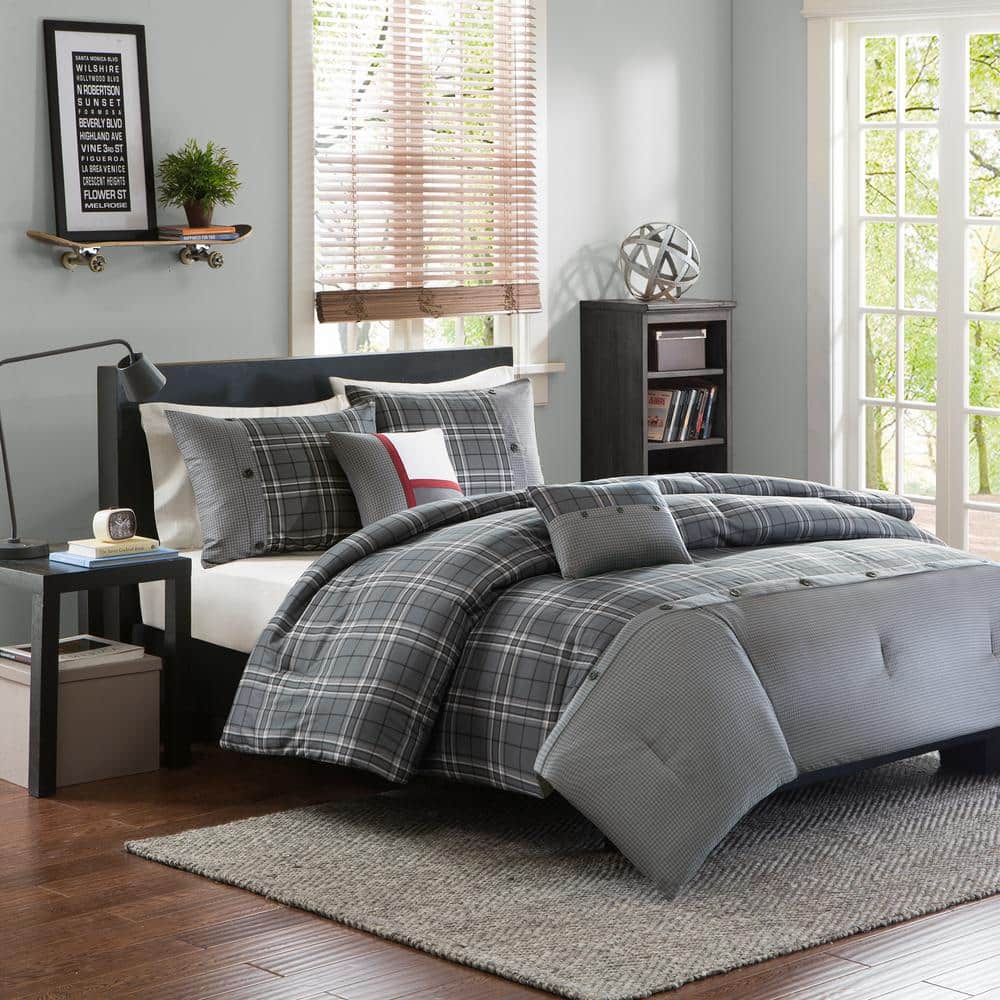 Campbell 5-Piece Grey Full/Queen Comforter Set