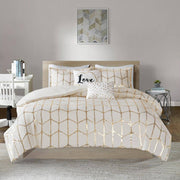 Khloe 5-Piece Ivory/Gold King Duvet Cover Set