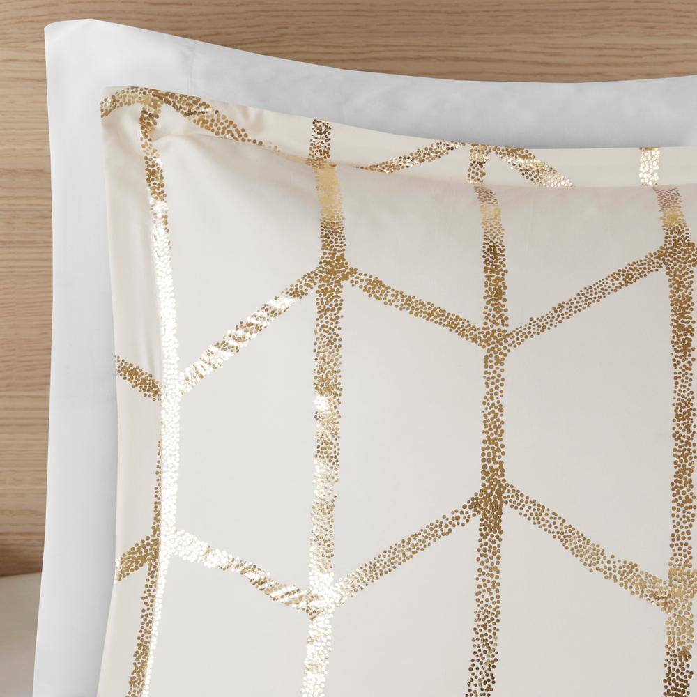 Khloe 5-Piece Ivory/Gold King Duvet Cover Set