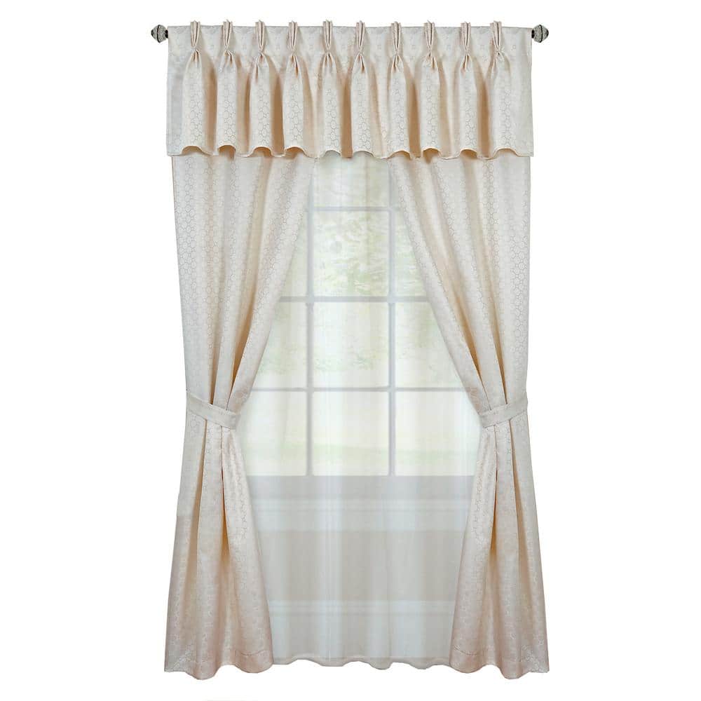 Claire 6 Piece 55 in. W x 84 in. L Polyester Light Filtering Window Curtain Set in Ivory