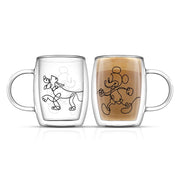 Disney Mickey Mouse and Pluto Aroma 13.5 oz. Clear Borosilicate Glass Double Wall Coffee/Tea Mug (Set of 2)