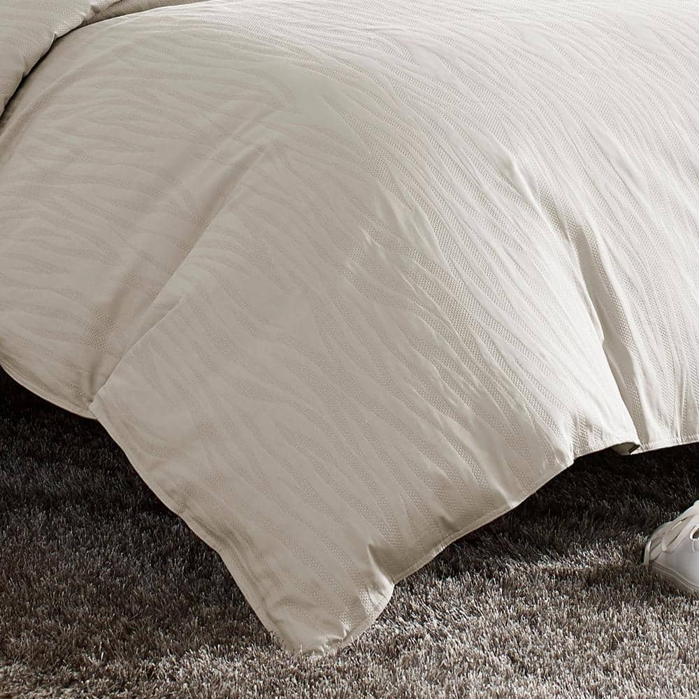 Lawrence 3-Piece Beige Solid Cotton King Duvet Cover Set