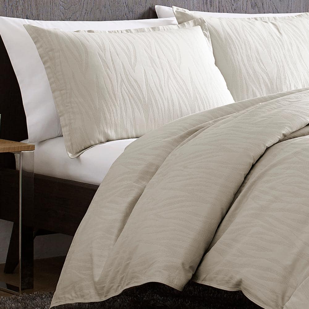 Lawrence 3-Piece Beige Solid Cotton King Duvet Cover Set