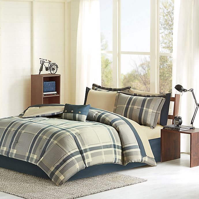 Intelligent Design Robbie 7-Piece Twin XL Comforter Set in Navy/Taupe