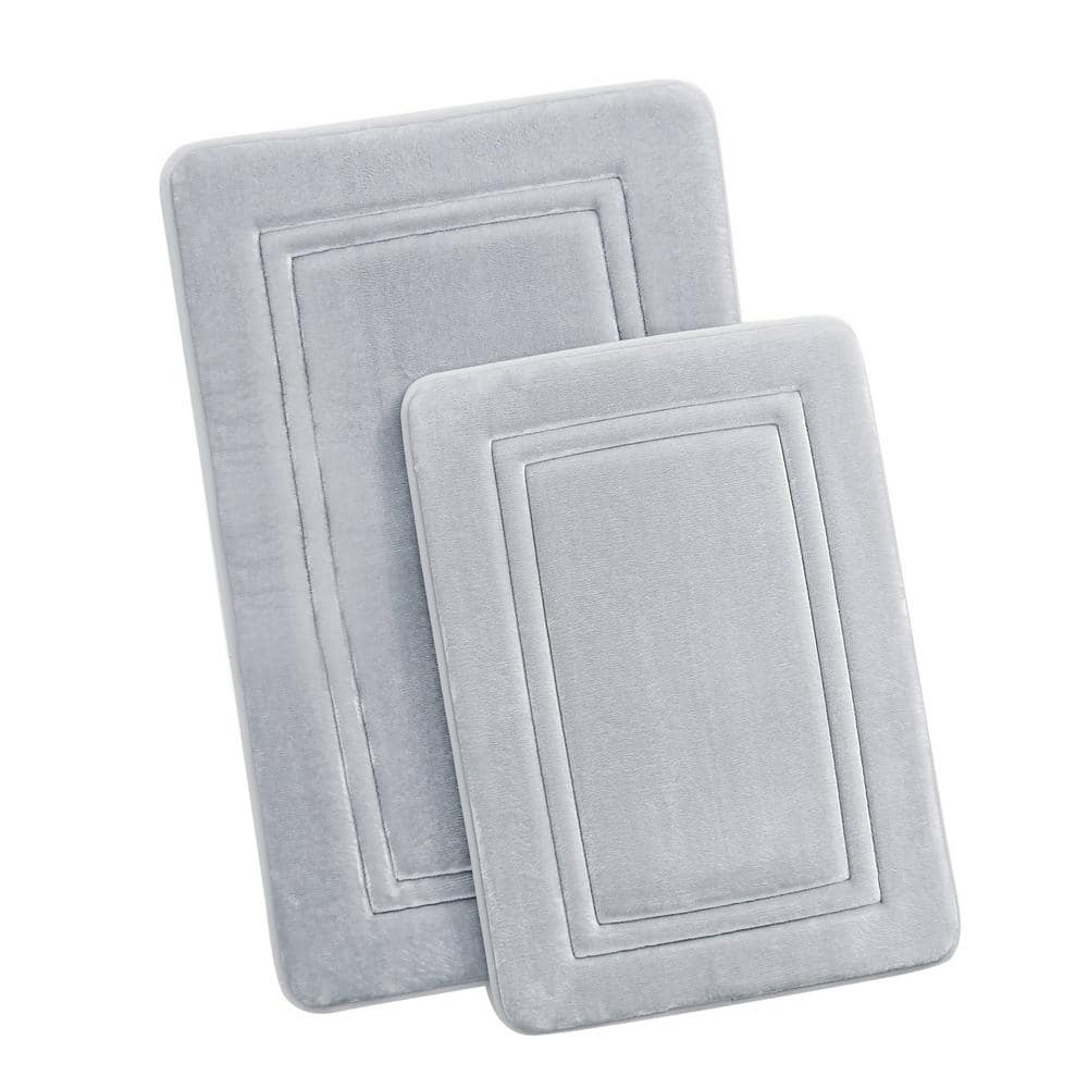HeiQ Antimicrobial Memory Foam in Light Grey 17 in. x 24 in., 20 in. x 30 in. Bath Rug