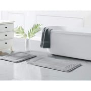 HeiQ Antimicrobial Memory Foam in Light Grey 17 in. x 24 in., 20 in. x 30 in. Bath Rug