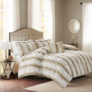 Marselle 4-Piece Sand Animal Print Faux Fur Polyester King Comforter Set