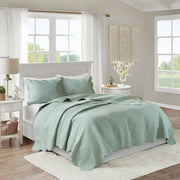 Marino Seafoam Microfiber Full/Queen Scalloped Edge Quilt Set