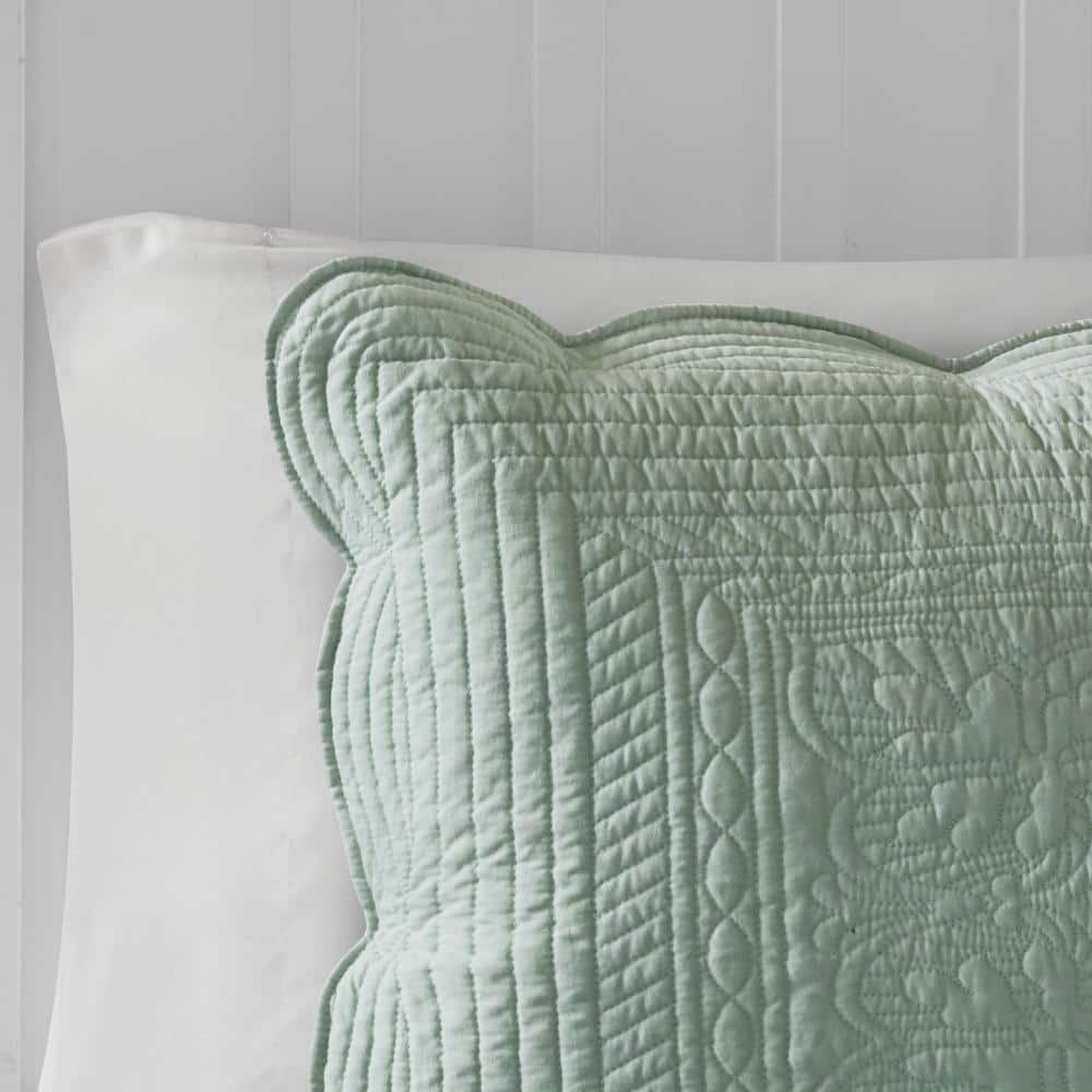 Marino Seafoam Microfiber Full/Queen Scalloped Edge Quilt Set