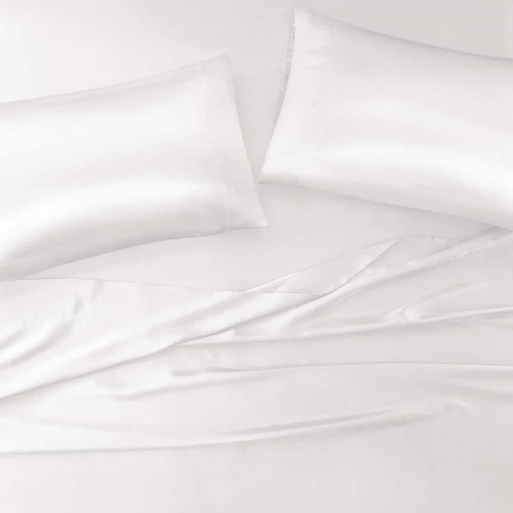 Satin 2-Piece White Microfiber King Luxury 2 PC Pillowcases