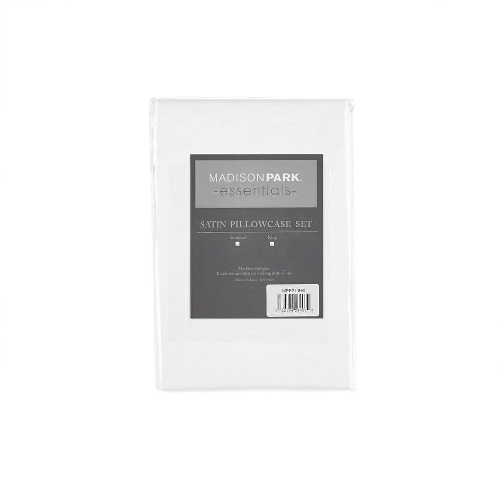 Satin 2-Piece White Microfiber King Luxury 2 PC Pillowcases