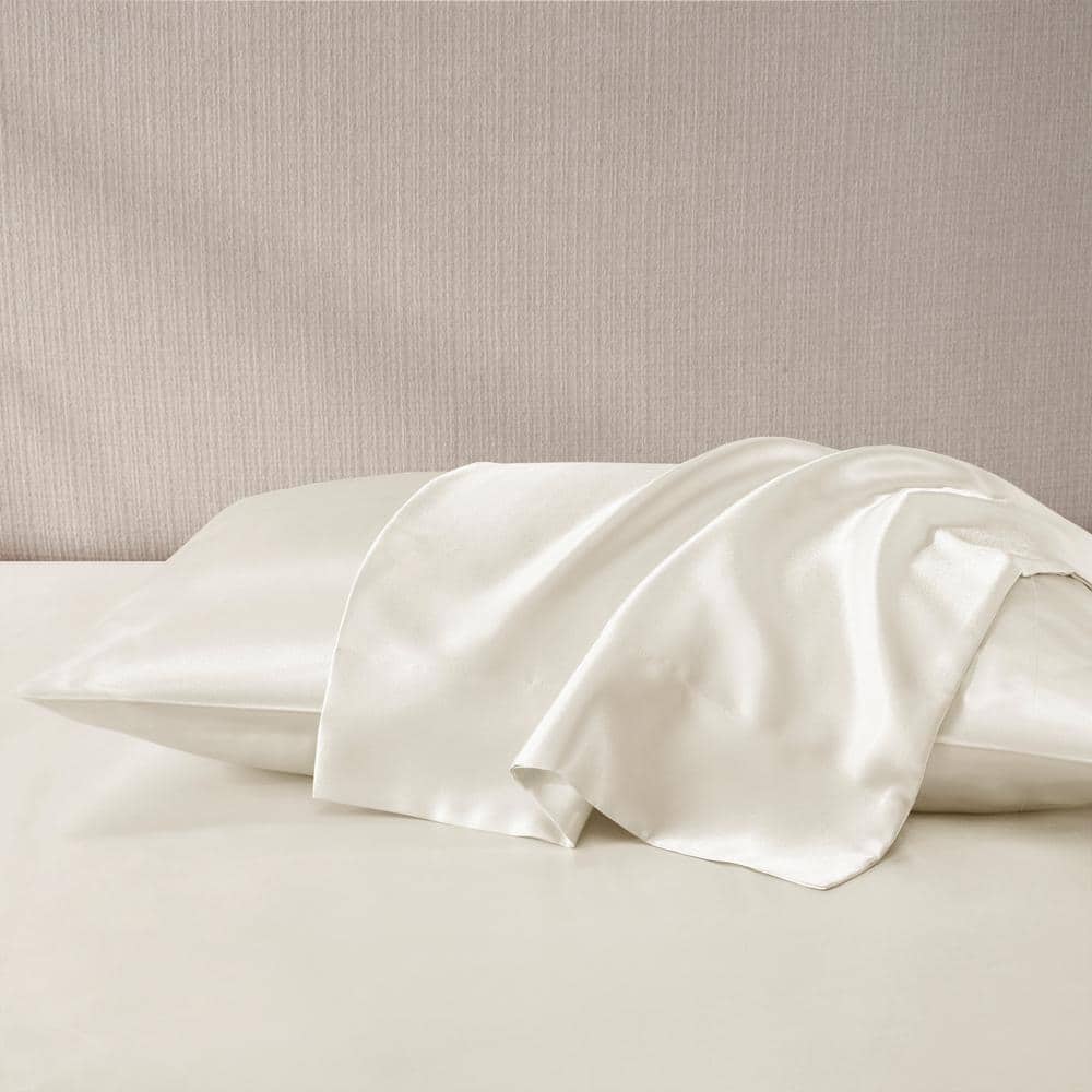 Satin 2-Piece Ivory Microfiber Standard Luxury 2 PC Pillowcases