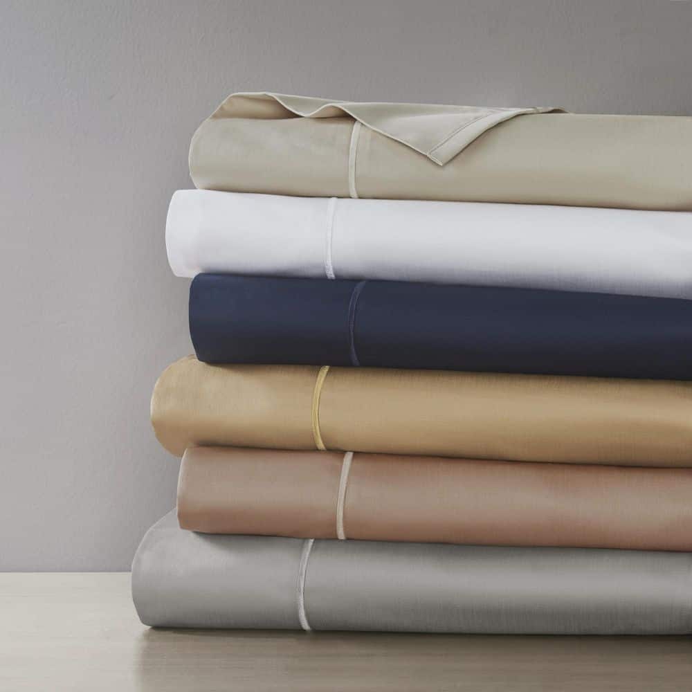 Madison Park 600 Thread Count 4-Piece Light Grey King Pima Cotton Sateen Sheet Set
