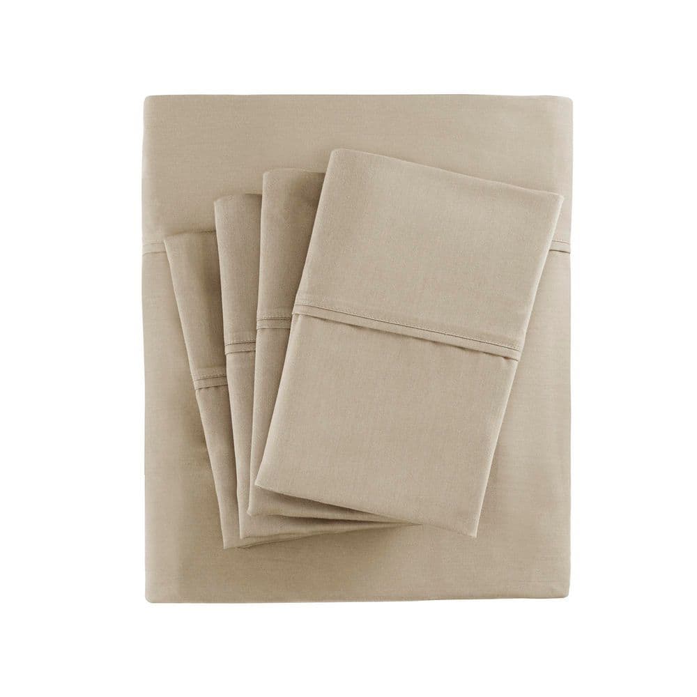 Madison Park 800 Thread Count 6-Piece Khaki Cotton Blend King Sateen Sheet Set