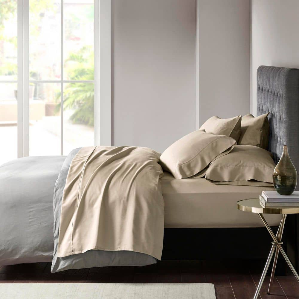 Madison Park 800 Thread Count 6-Piece Khaki Cotton Blend King Sateen Sheet Set