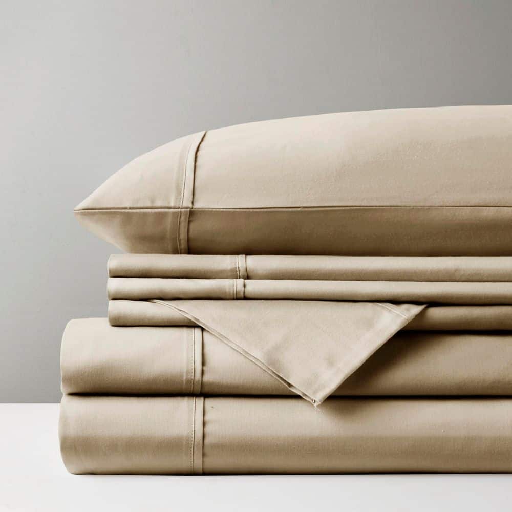 Madison Park 800 Thread Count 6-Piece Khaki Cotton Blend King Sateen Sheet Set