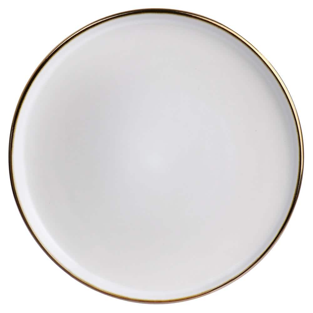 Arthur 6 Piece Stoneware Salad Plate Set in Matte White with Gold Rim