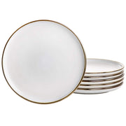 Arthur 6 Piece Stoneware Salad Plate Set in Matte White with Gold Rim