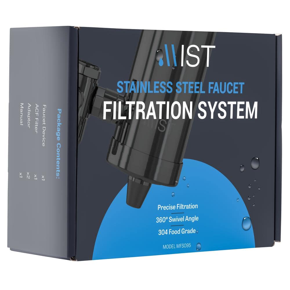 Faucet Water Filtration System in Stainless Steel with Activated Carbon Fiber, 320-Gal. Capacity
