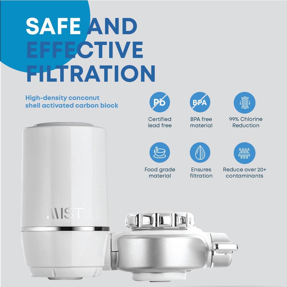 Faucet Water Filtration System with Activated Carbon Fiber, 320-Gal. Capacity, Connects to Most Faucets