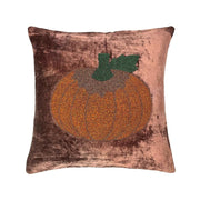 18 in. x 18 in. Beaded Pumpkin Velvet Pillow