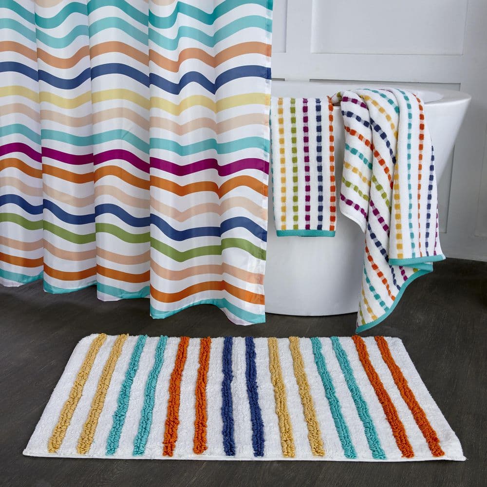 Multi-Colored Cotton Rectangular 20 in. x 30 in. Subtle Stripe Rug