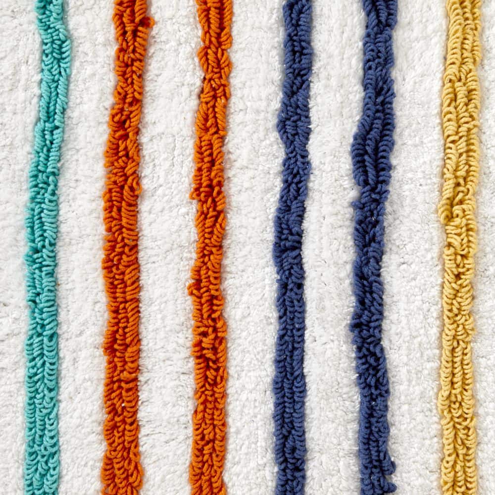 Multi-Colored Cotton Rectangular 20 in. x 30 in. Subtle Stripe Rug