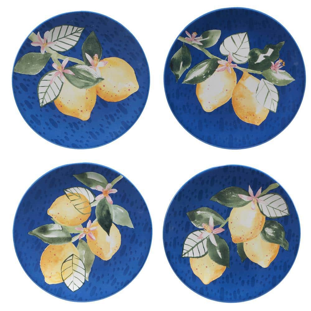 Lemonade Multicolored Earthenware Salad Plate Set Of 4