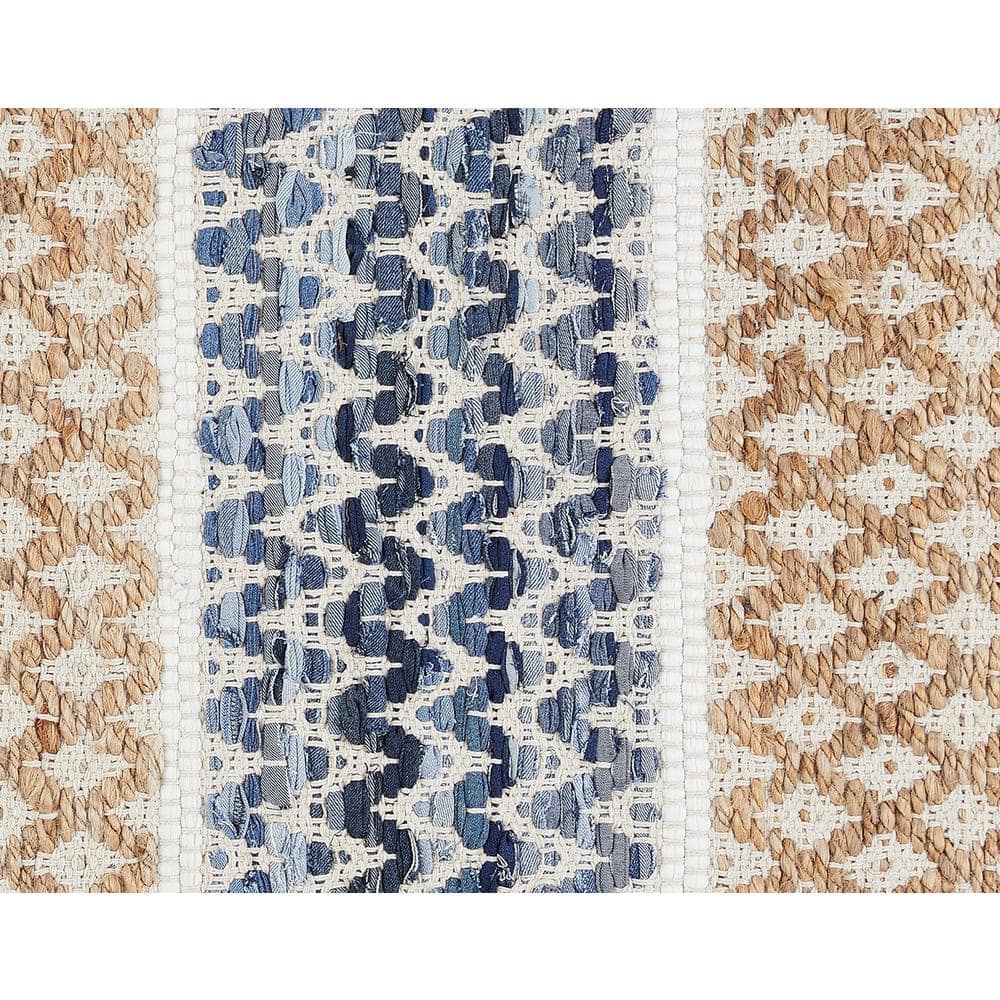 Jute Diamond Natural and Blue 2 ft. x 5 ft. Area Rug Runner Rug